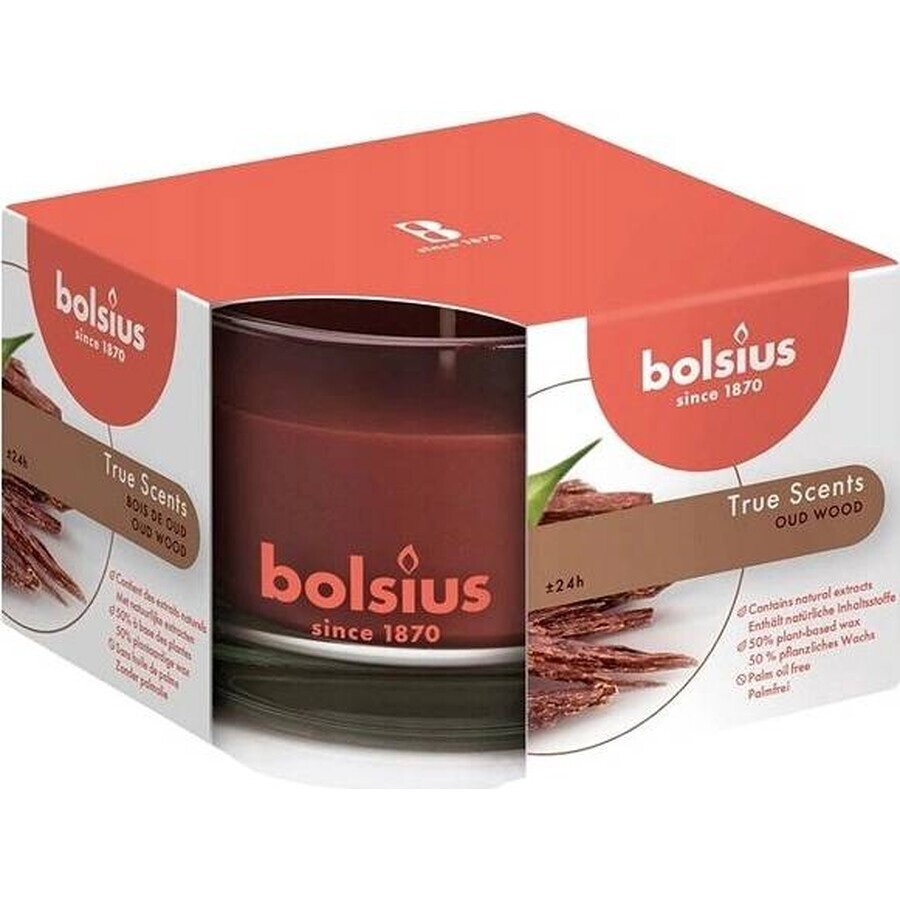 Bolsius Aromatic 2.0 sticlă 90x63mm lemn de oud, lumânare parfumată 1×1 buc, lumânare parfumată