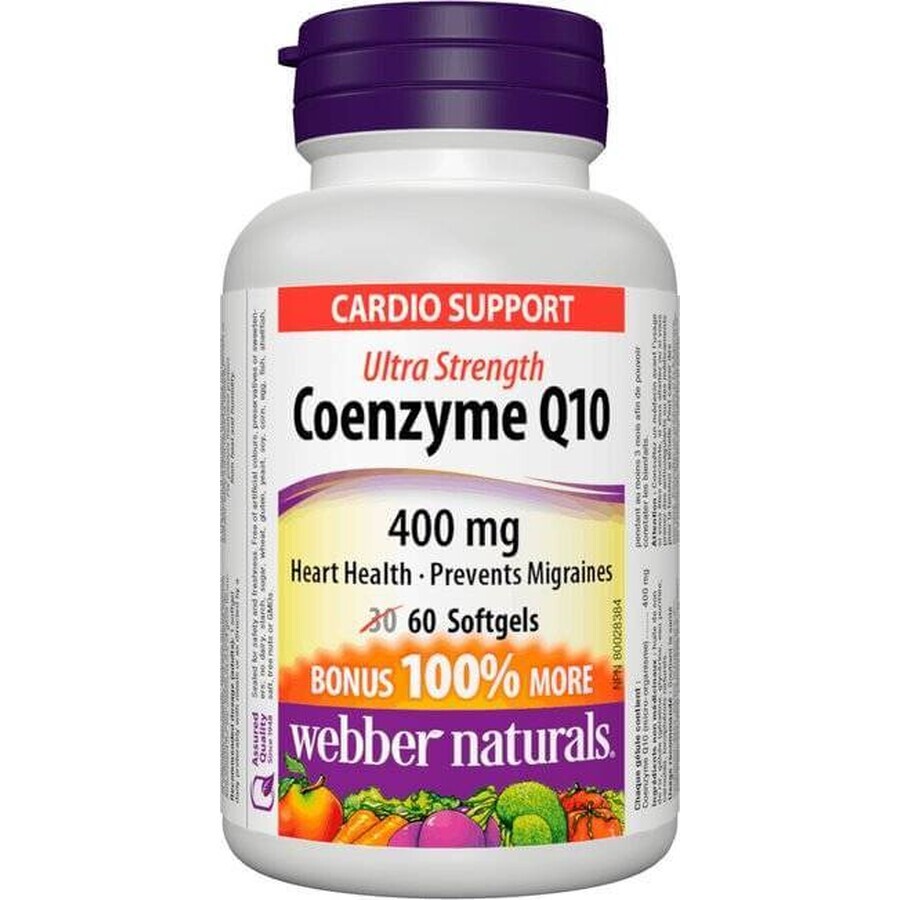 WEBBER NATURALS Coenzyme Q10 400 mg EXTRA EXTRA STRONG 1×60 cps, food supplement