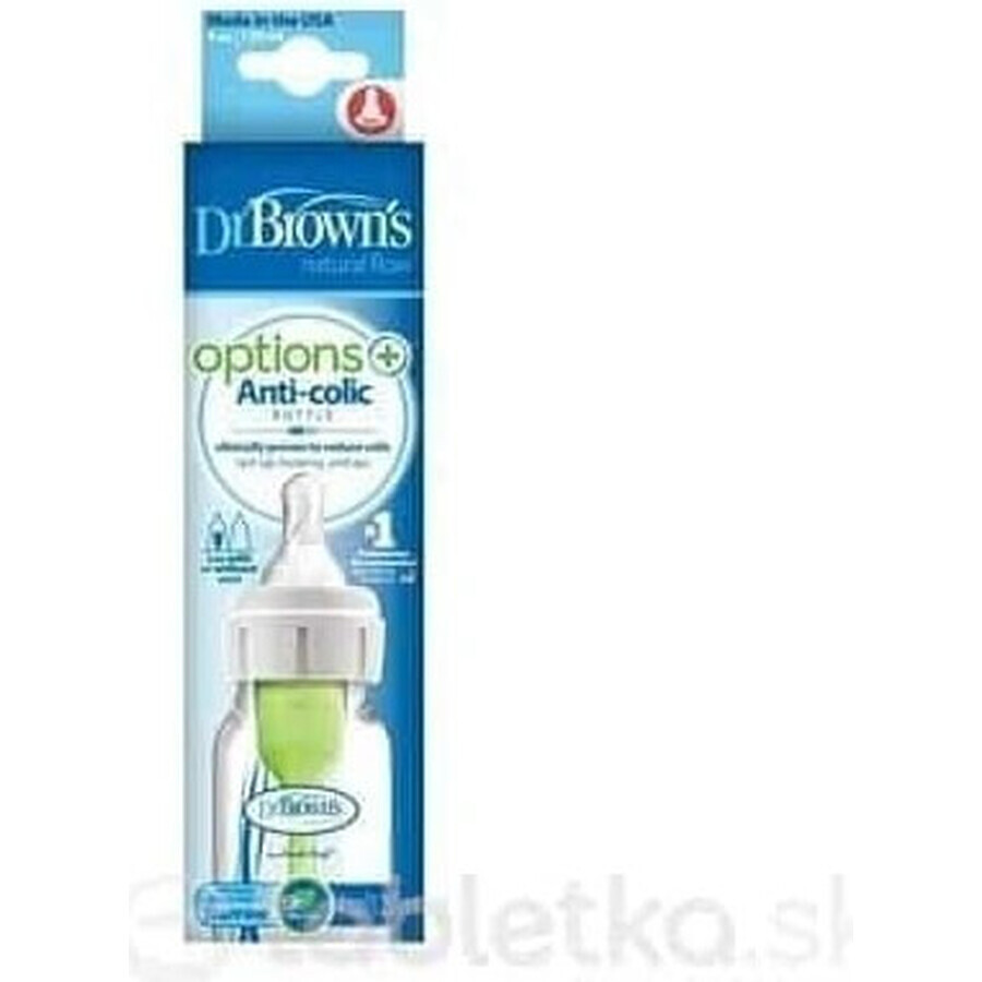 Dr.BROWN'S BABY BOTTLE OPTIONS+ 120 ml 1×1 unidad, estrecho, 0M+, anticólico, plástico, blanco