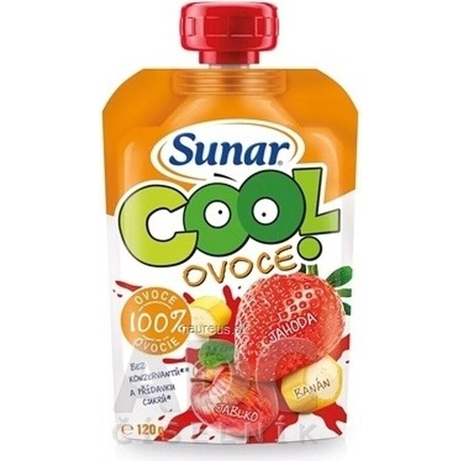 Sunar COOL Fruit Banana, strawberries, apples 1×120 g, Banana, strawberries, apples, 12m+