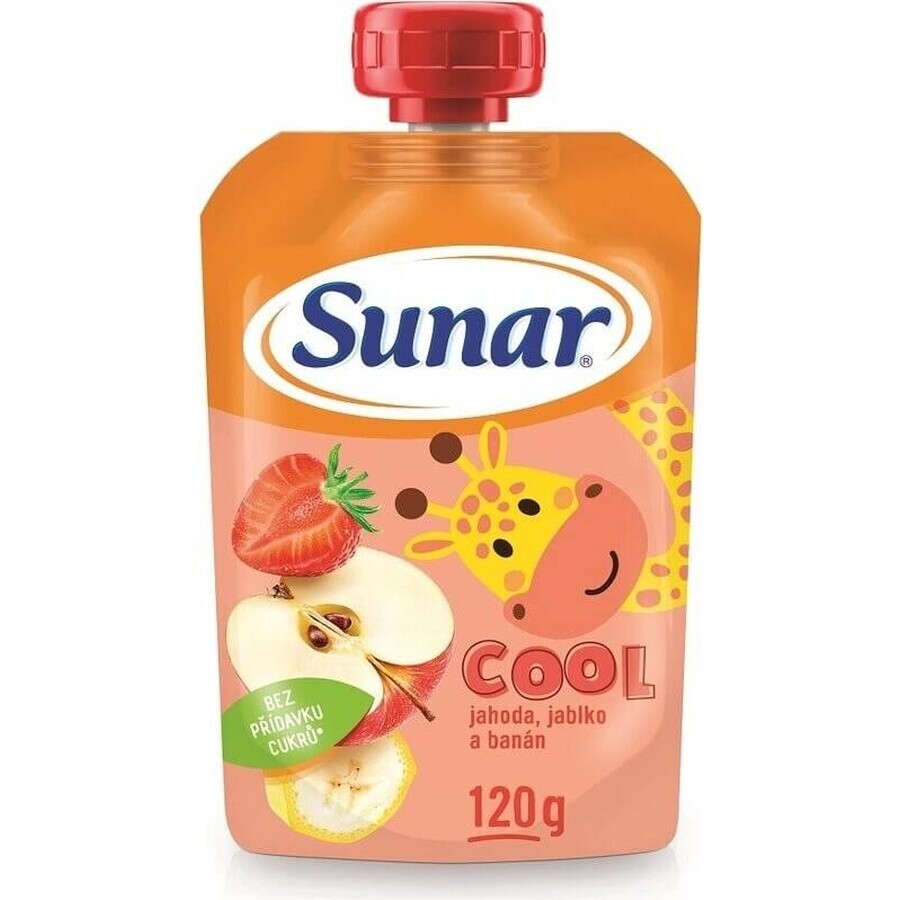 Sunar COOL Fruit Banana, strawberries, apples 1×120 g, Banana, strawberries, apples, 12m+