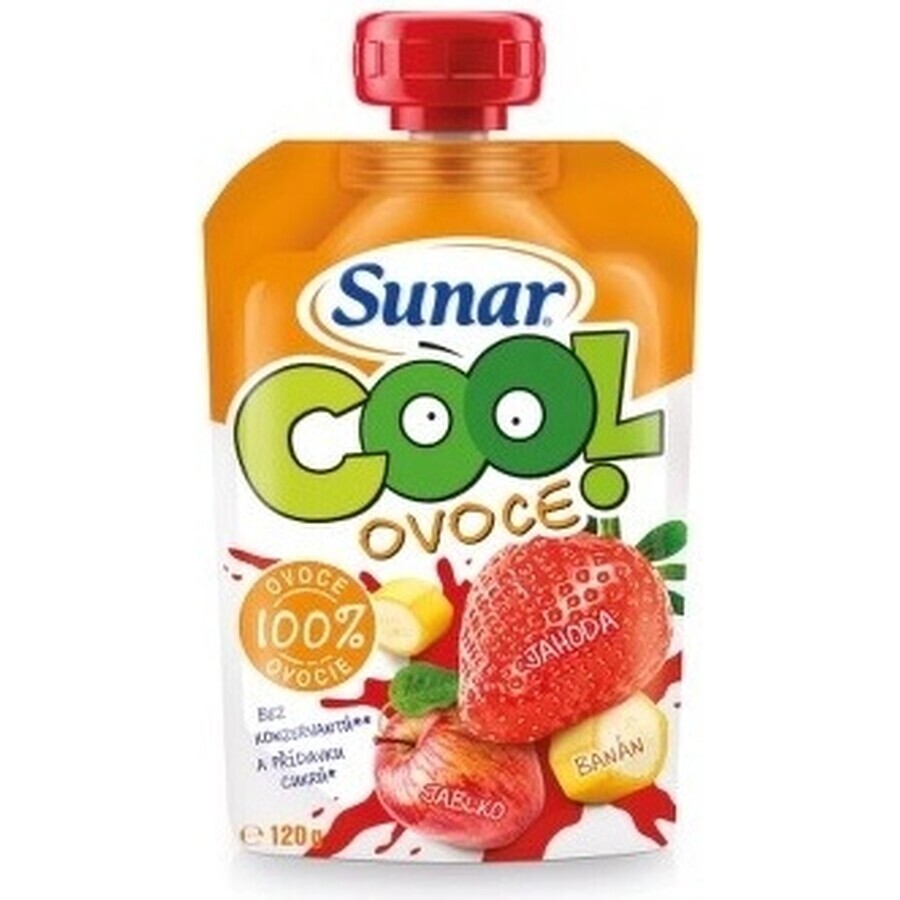 Sunar COOL Fruit Banana, strawberries, apples 1×120 g, Banana, strawberries, apples, 12m+