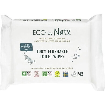 Eco by Naty Lingettes humides avec fonction papier toilette sans parfum 1×42 pcs, lingettes humides