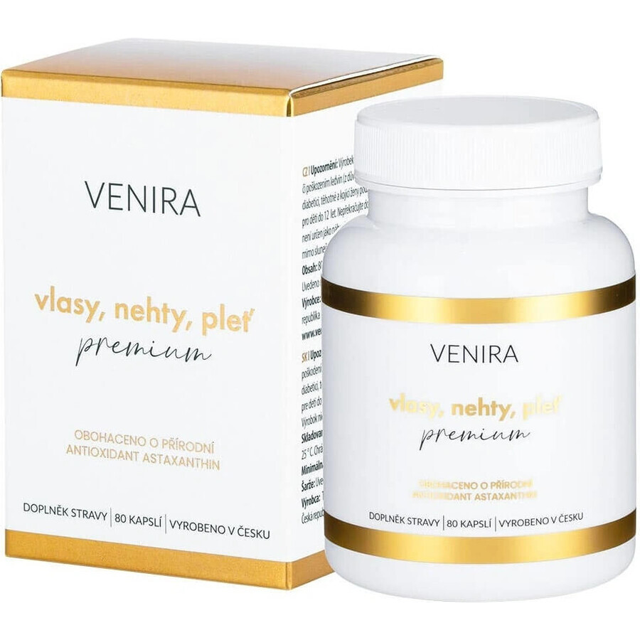 VENIRA PREMIUM capsules pour les cheveux, les ongles et la peau, traitement de 40 jours 1×80 cps, supplément nutritionnel