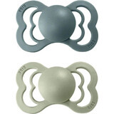 BIBS Sucettes Suprêmes en Silicone grande île/sage 1×2 pcs, taille 1