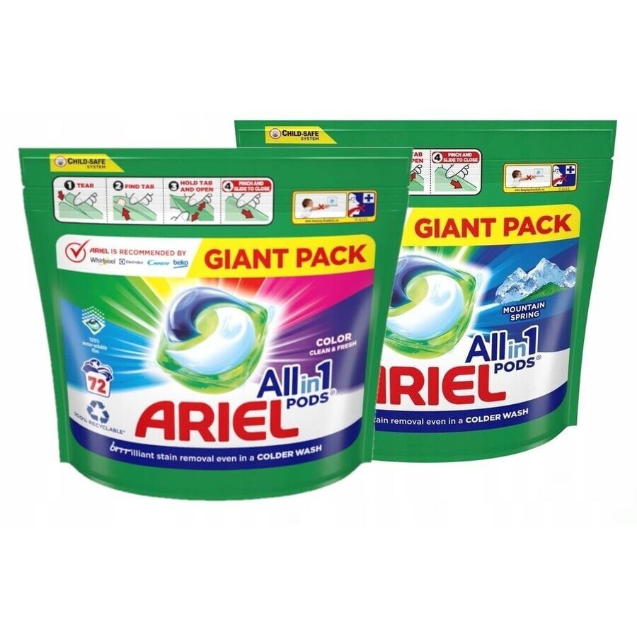 Ariel All-in-1 PODS Colore, Capsule Gel Lavante, 72 Capsule Gel Lavante 1×72, Capsule Gel Lavante