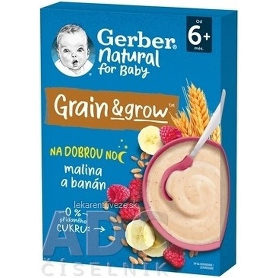 Gerber Natural Milk Porridge Grano-Avena 1×220 g, lampone e banana (da 6 mesi)