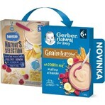 Gerber Natural Milk Porridge Grano-Avena 1×220 g, lampone e banana (da 6 mesi)