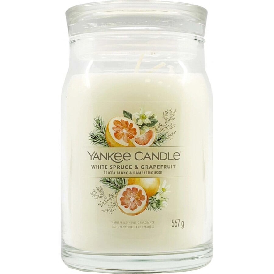 Yankee Candle Signature Signature Large White Spruce & Grapefruit 1×567 g, bougie parfumée