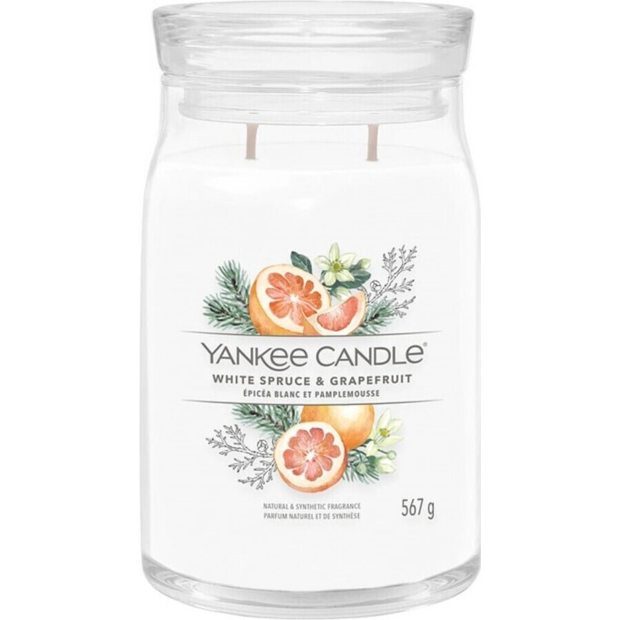 Yankee Candle Signature Signature Large White Spruce & Grapefruit 1×567 g, bougie parfumée