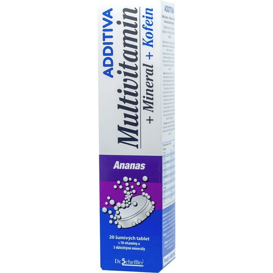 ADDITIVO MULTIVITAMINA + Minerale, Caffeina, Ananas 1×20 tbl, compresse effervescenti