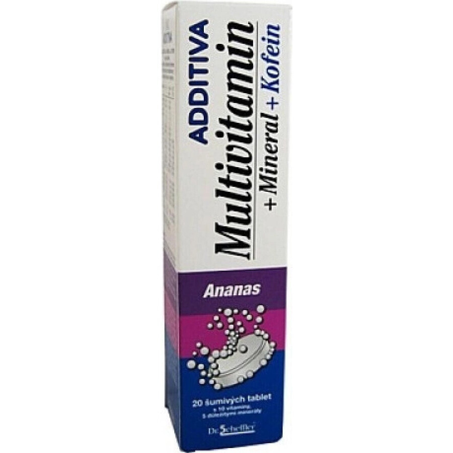 ADDITIVO MULTIVITAMINA + Minerale, Caffeina, Ananas 1×20 tbl, compresse effervescenti