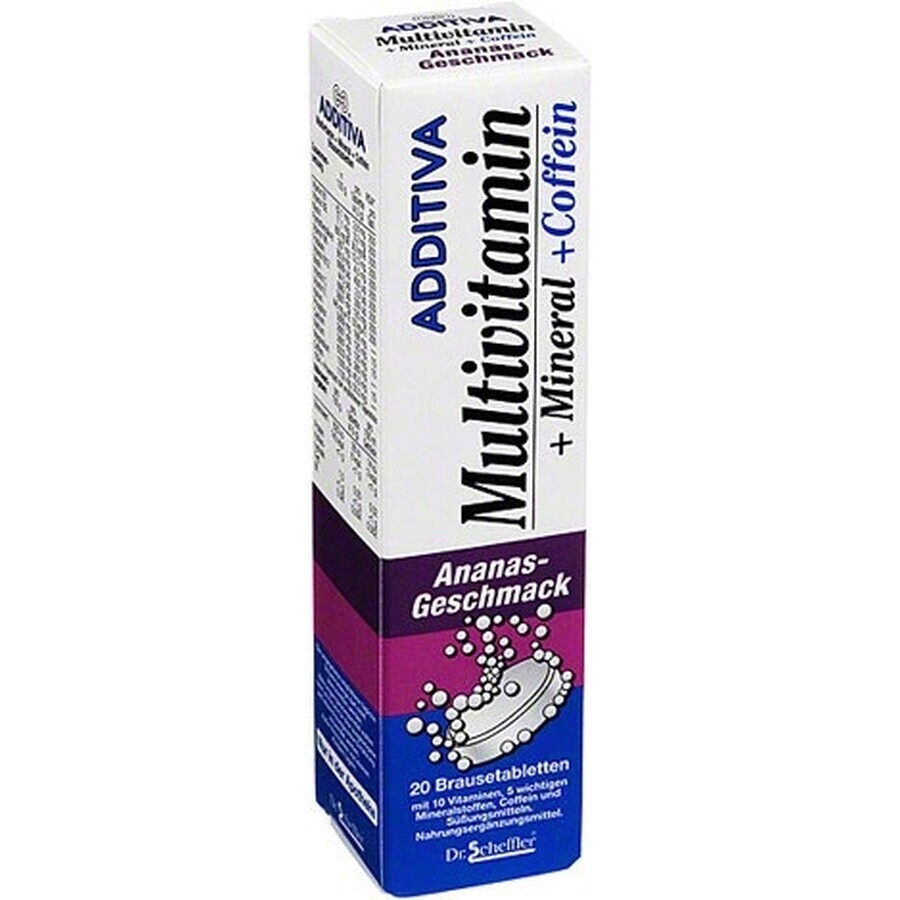 ADDITIVO MULTIVITAMINA + Minerale, Caffeina, Ananas 1×20 tbl, compresse effervescenti