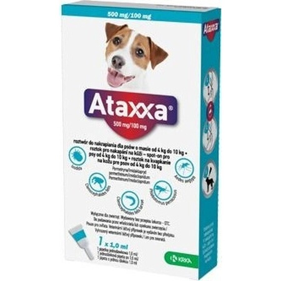 Ataxxa 500 mg/100 mg (chiens de 4 kg à 10 kg) 1×1 ml, solution pour chiens