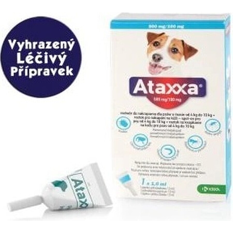 Ataxxa 500 mg/100 mg (chiens de 4 kg à 10 kg) 1×1 ml, solution pour chiens