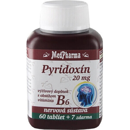 MedPharma PYRIDOXIN 20 mg (Vitamin B6) 1×67 tbl, 60+7 frei