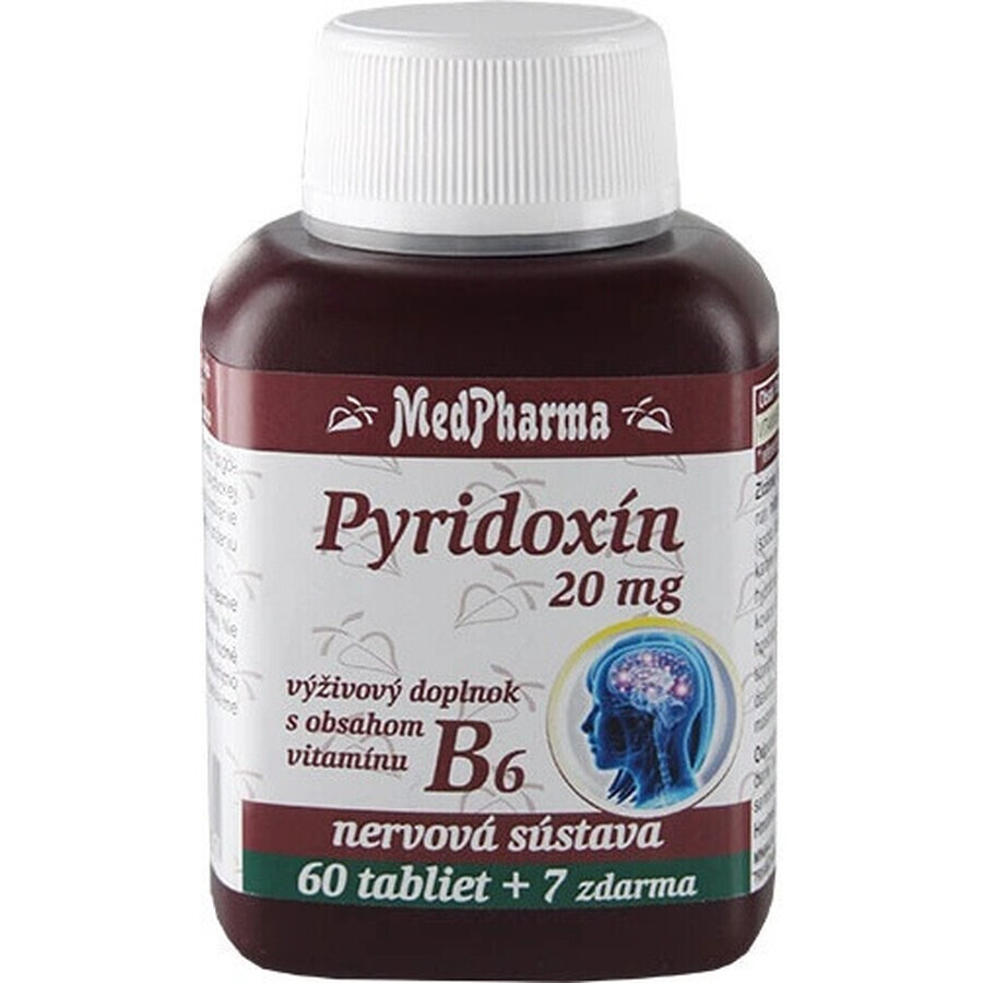 MedPharma PYRIDOXIN 20 mg (Vitamin B6) 1×67 tbl, 60+7 frei