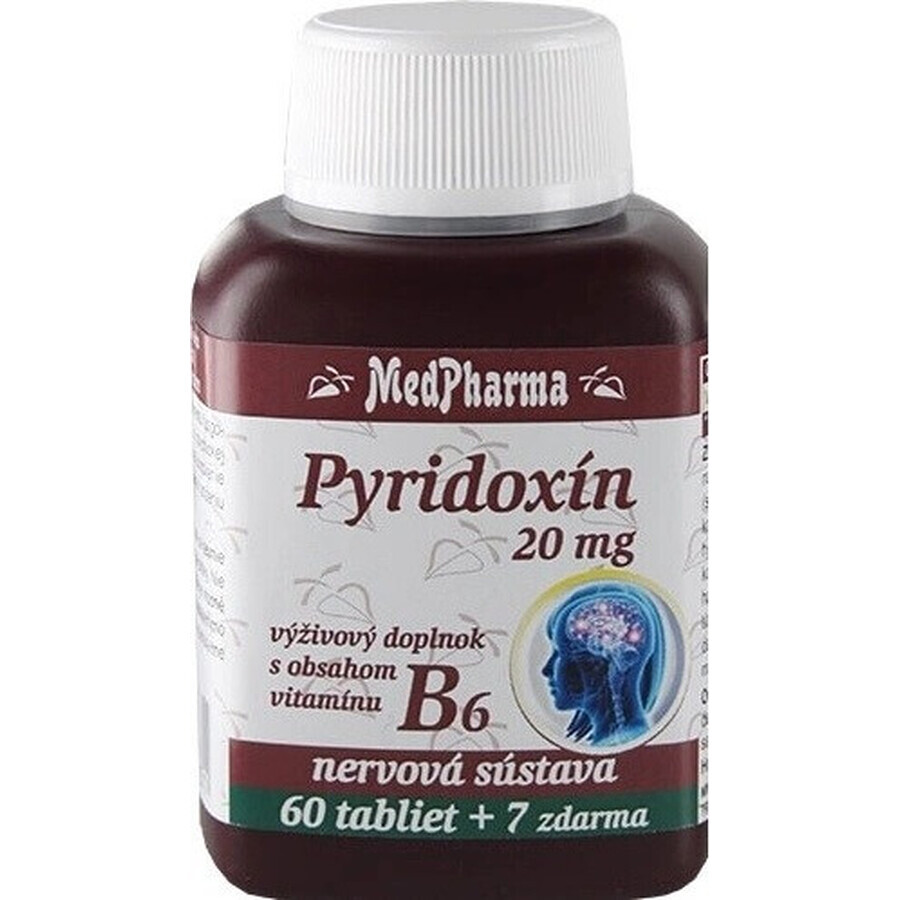 MedPharma PYRIDOXIN 20 mg (Vitamin B6) 1×67 tbl, 60+7 frei