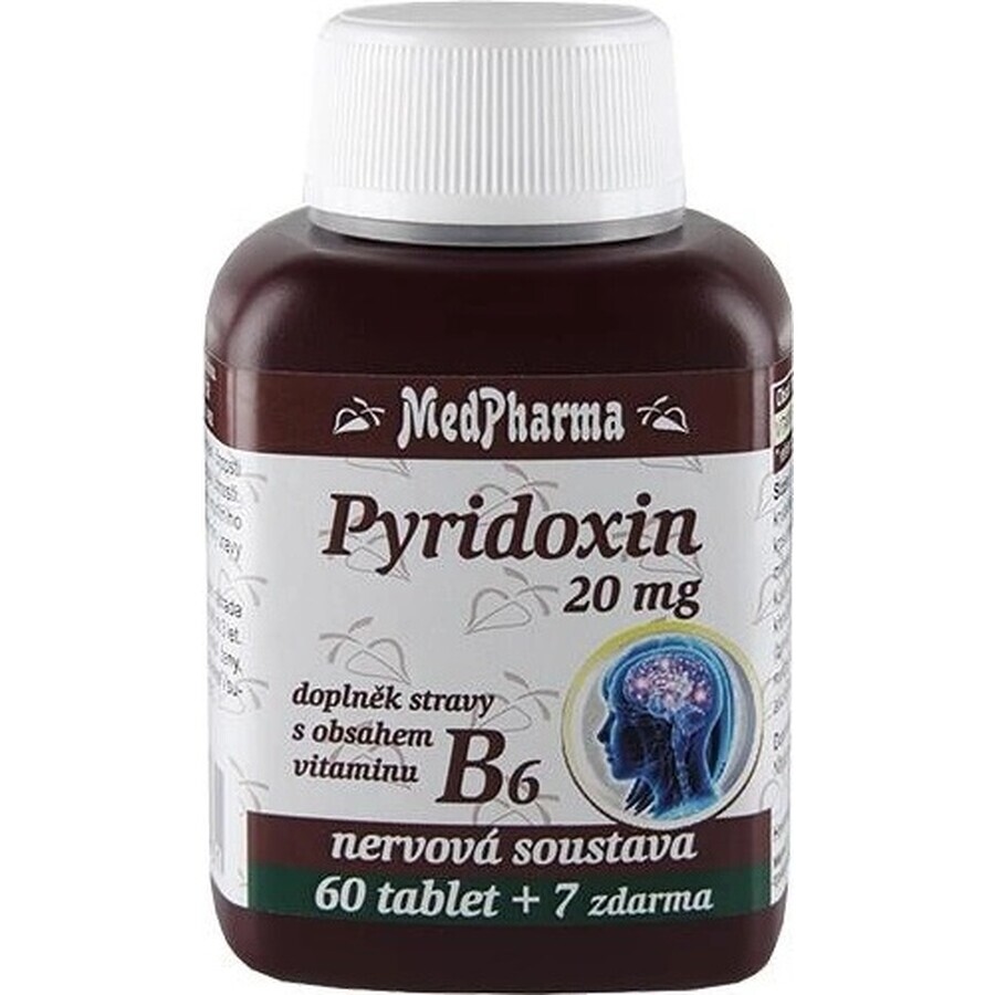 MedPharma PYRIDOXIN 20 mg (Vitamin B6) 1×67 tbl, 60+7 frei