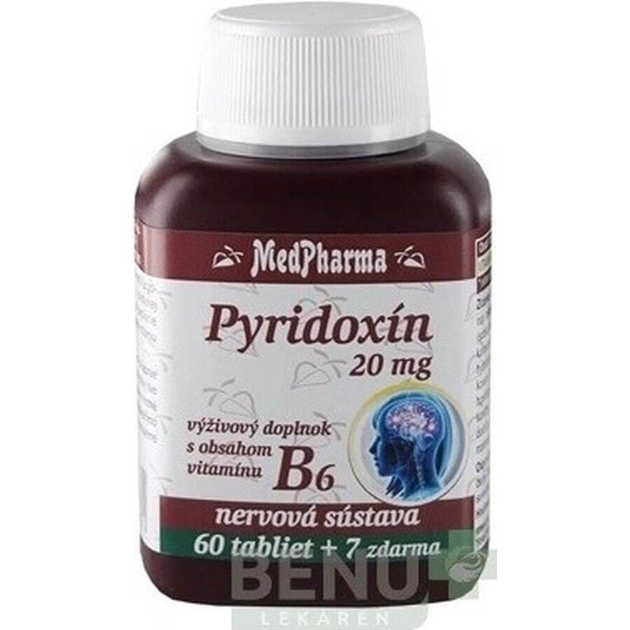 MedPharma PYRIDOXIN 20 mg (Vitamin B6) 1×67 tbl, 60+7 frei