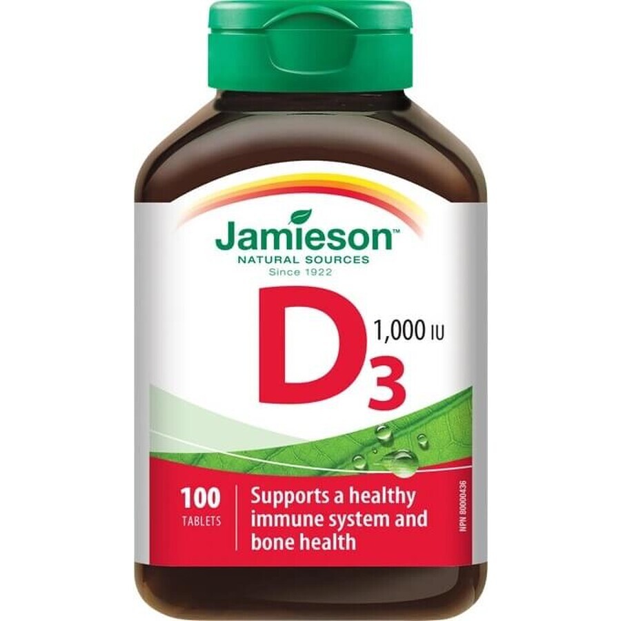 JAMIESON VITAMINE D3 1000 IU 1×100 tbl, complément alimentaire