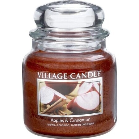 Village Candle Candela profumata in vetro - Mela e cannella, media 1×1 pz.