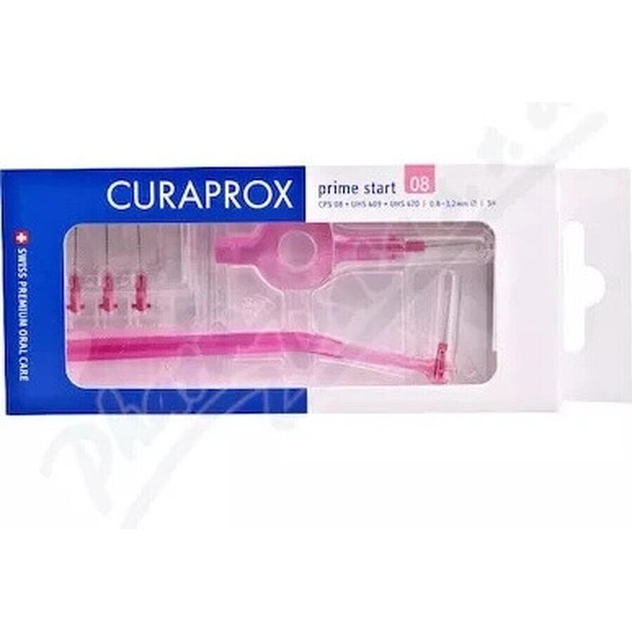 CURAPROX CPS 08 prime plus roz 1×1 set, perii interdentare 5 buc + suport UHS 451