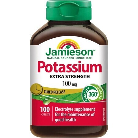 JAMIESON POTASIUM 100 mg PRECISION RELEASE 1×100 tbl, kalium