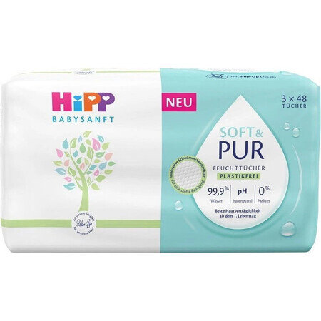 HiPP Babysanft Soft & Pure Cleaning Wipes 3 x 48 pcs 3×48 pcs 3×48 pcs, wet wipes