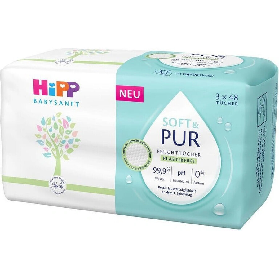 HiPP Babysanft Soft & Pure Cleaning Wipes 3 x 48 pcs 3×48 pcs 3×48 pcs, wet wipes