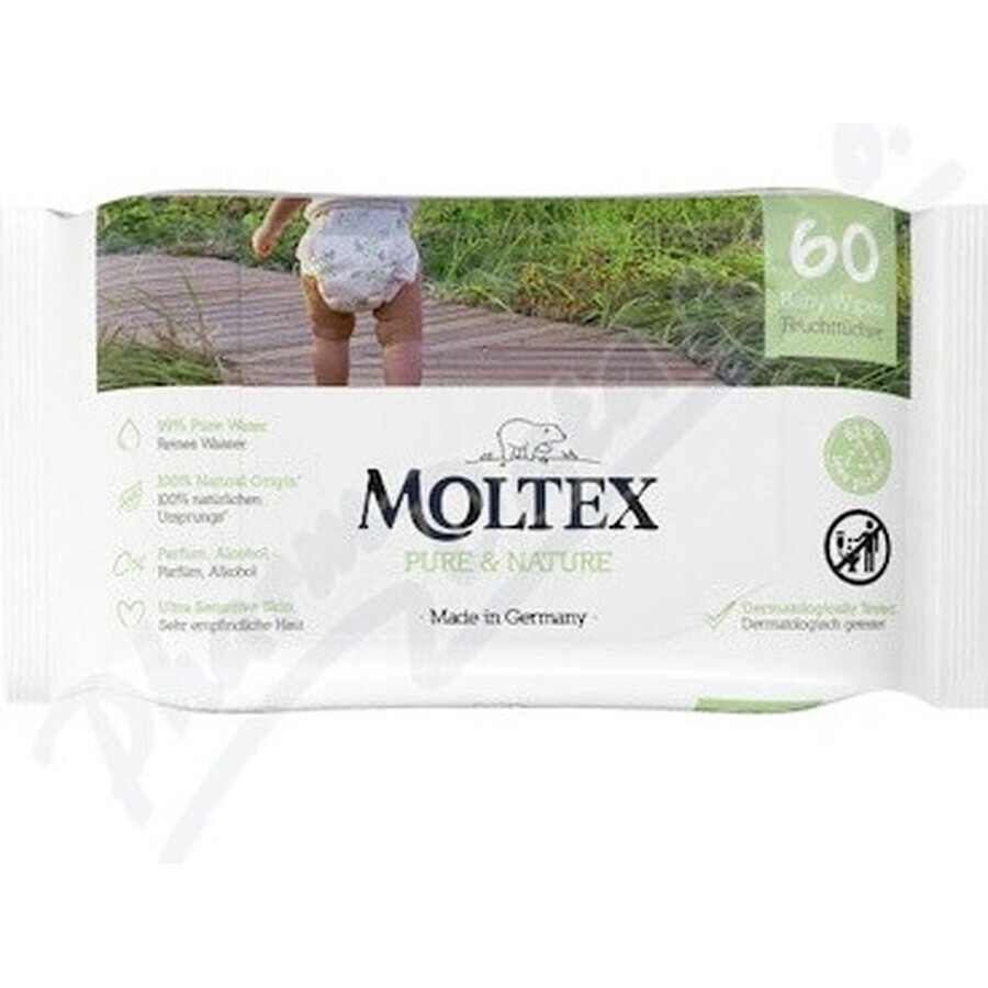 Moltex Pure & Nature EKO Toallitas húmedas al agua 1×60 unidades, toallitas húmedas