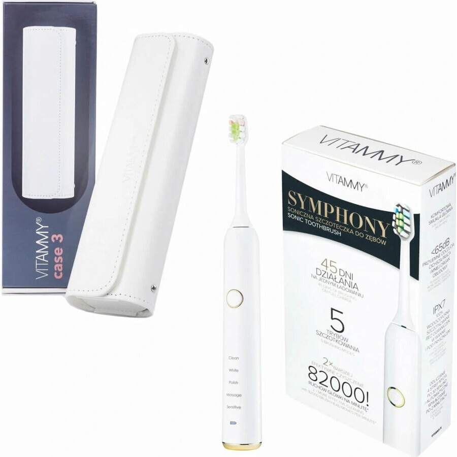 VITAMMY SYMPHONY Sonic Toothbrush with stylish pouch, white + white pouch 1×1 pc