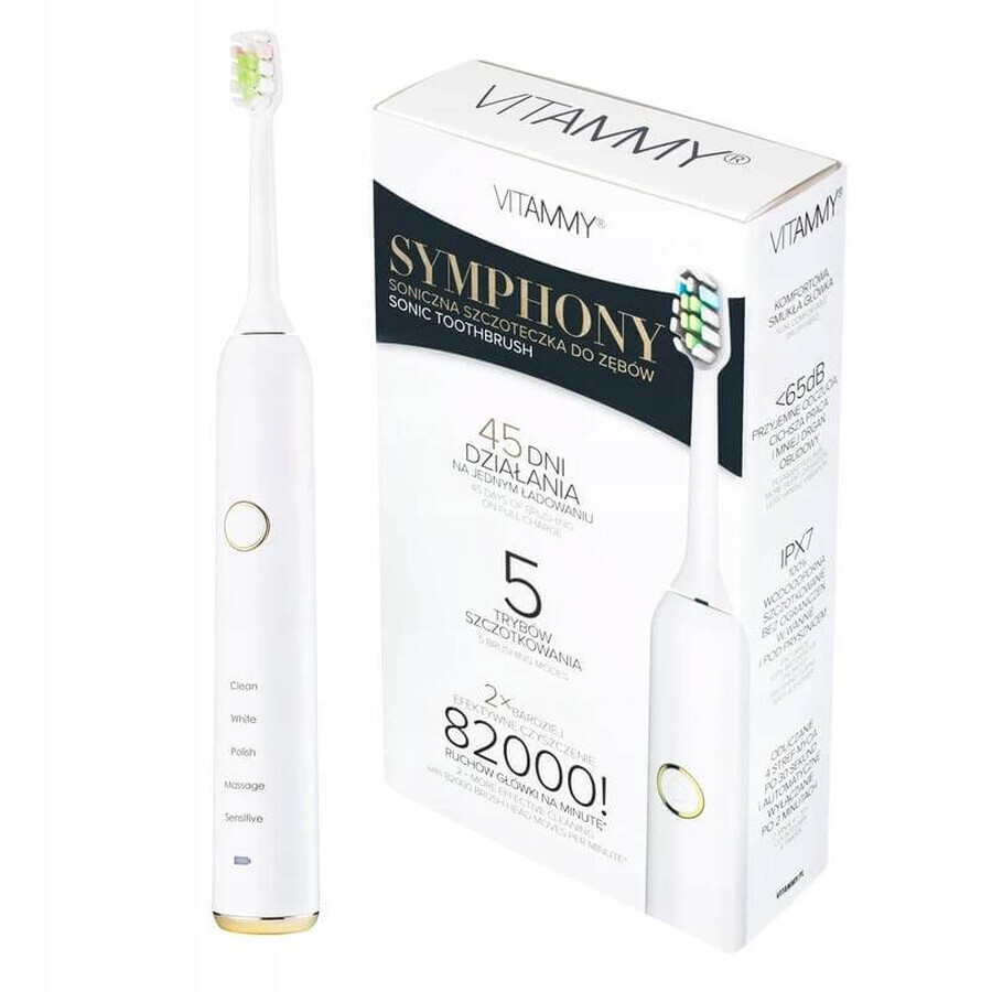 VITAMMY SYMPHONY Sonic Toothbrush with stylish pouch, white + white pouch 1×1 pc