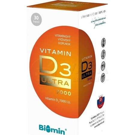 Biomin Vitamine D3 Ultra 7000 U.I. 1×30 cps , complément alimentaire