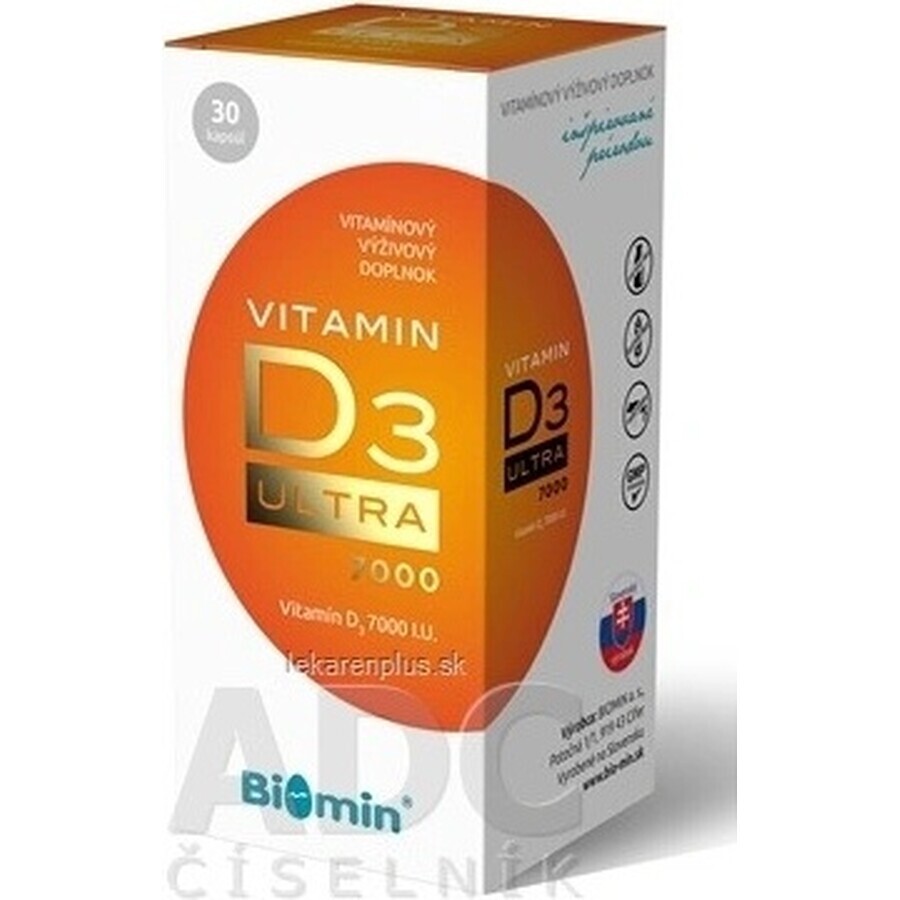 Biomin Vitamine D3 Ultra 7000 U.I. 1×30 cps , complément alimentaire