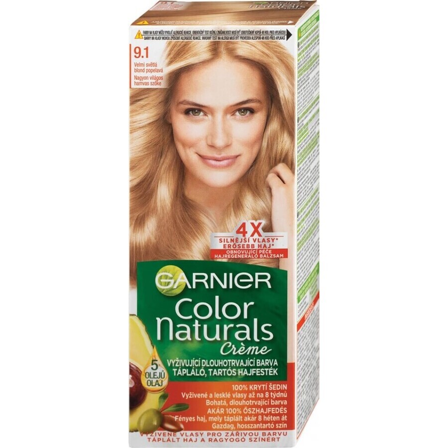 Garnier Color Naturals Coloración Permanente 9.1 Rubio Muy Claro Rubio Ceniza 1×1 pieza, coloración capilar