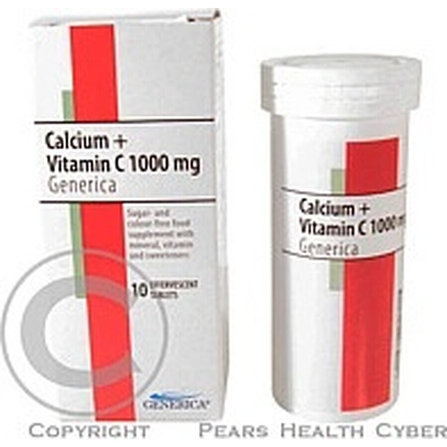 GENERICA Calcium + Vitamin C 1000 mg 1×10 tbl, food supplement