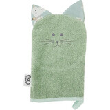 EKO Serviette de table en coton avec oreilles Chat Vert olive 20x15 cm 1×1 pc, serviette bébé