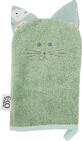 EKO Serviette de table en coton avec oreilles Chat Vert olive 20x15 cm 1&#215;1 pc, serviette b&#233;b&#233;