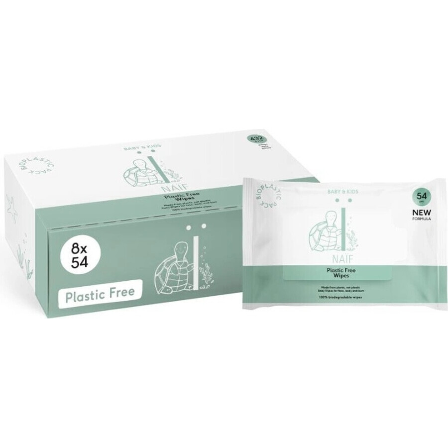 NAÏF Lingettes humides pour bébés et enfants 1×8x54 pcs, lingettes humides pour bébés