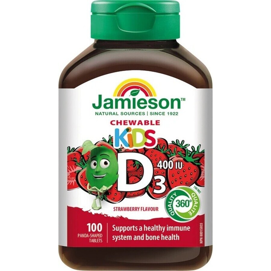 JAMIESON VITAMIN D3 KIDS 400 IU Strawberry 1×100 tbl, VITAMIN D3 für Kinder