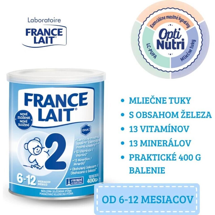 France Lait 2 formulă de continuare de la 6-12 luni 1×400 g, formulă de lapte, de la 6 luni