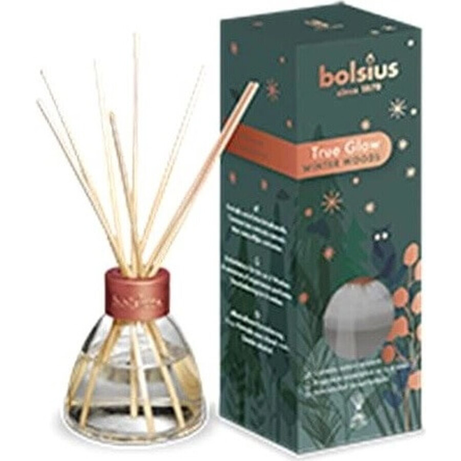 Bolsius True Glow Diffuseur Bois d'hiver Bâtons parfumés Bois d'hiver 1×45 ml, parfum d'ambiance