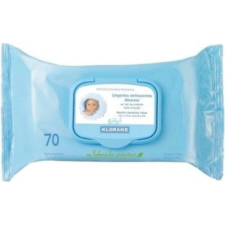 KLORANE LINGETTES NETTOYANTES DOUCES 1×70 stuks, delicate reinigingsdoekjes