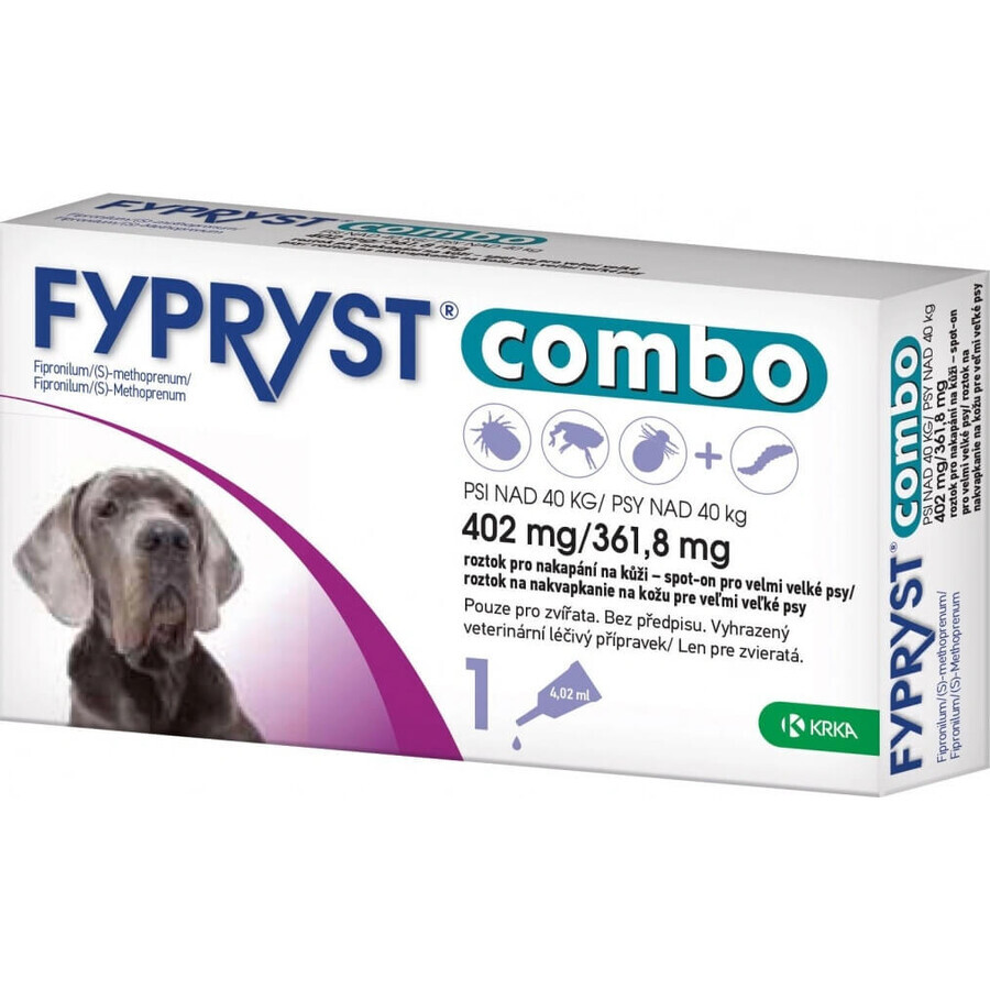 FYPRYST combo 402 mg/361,8 mg PSY OVER 40 KG 1×4,02 ml, préparation contre les puces