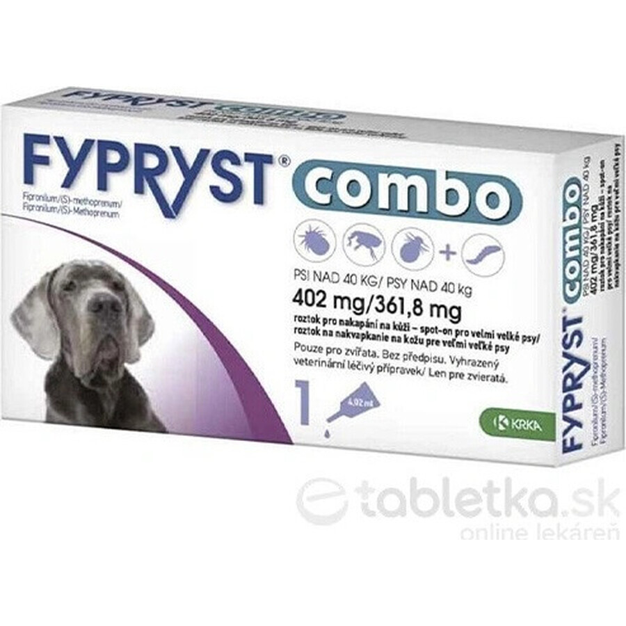 FYPRYST combo 402 mg/361,8 mg PSY OVER 40 KG 1×4,02 ml, préparation contre les puces