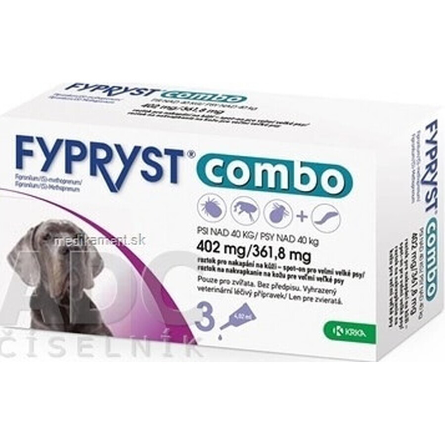 FYPRYST combo 402 mg/361,8 mg PSY OVER 40 KG 1×4,02 ml, préparation contre les puces