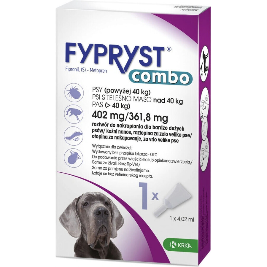 FYPRYST combo 402 mg/361,8 mg PSY OVER 40 KG 1×4,02 ml, préparation contre les puces