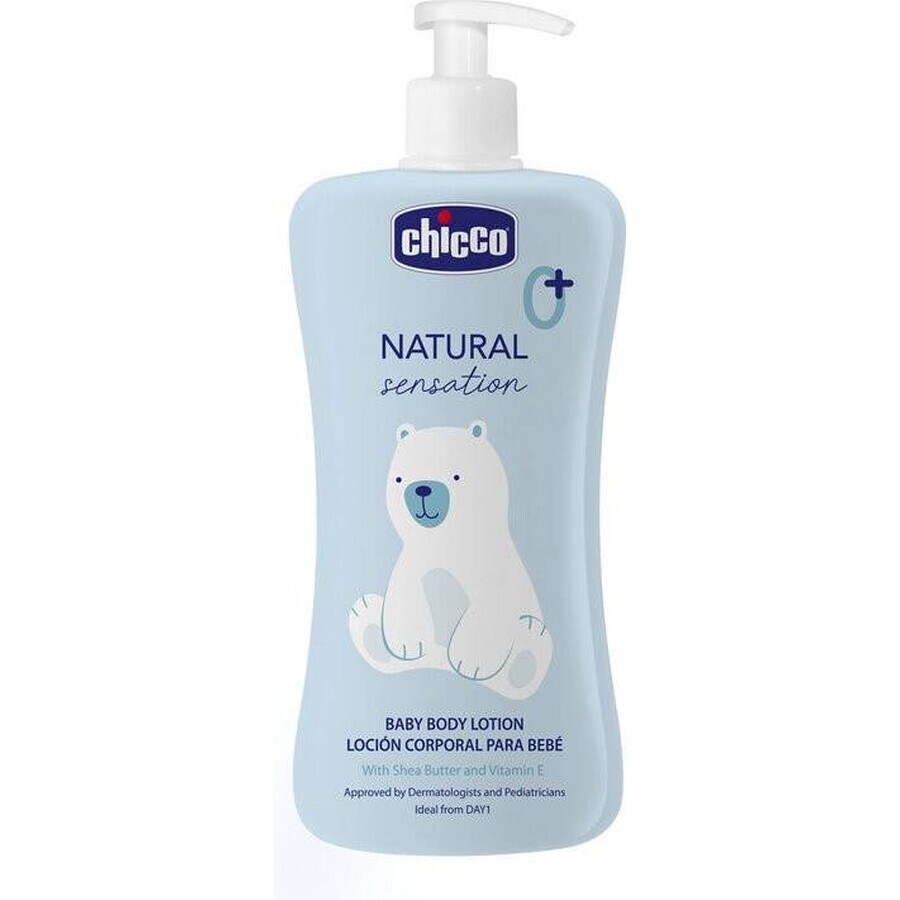 CHICCO Natural Sensation lait corporel au beurre de karité et à la vitamine E 500ml, 0m+ 1×500ml, lait corporel pour enfants