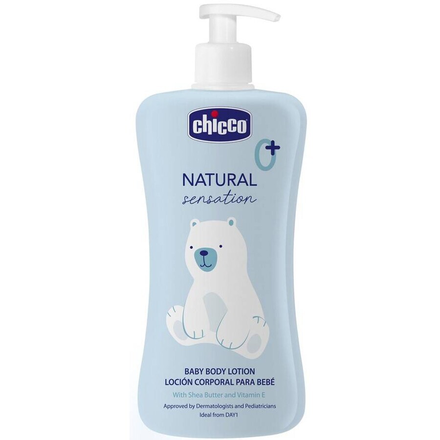 CHICCO Natural Sensation lait corporel au beurre de karité et à la vitamine E 500ml, 0m+ 1×500ml, lait corporel pour enfants